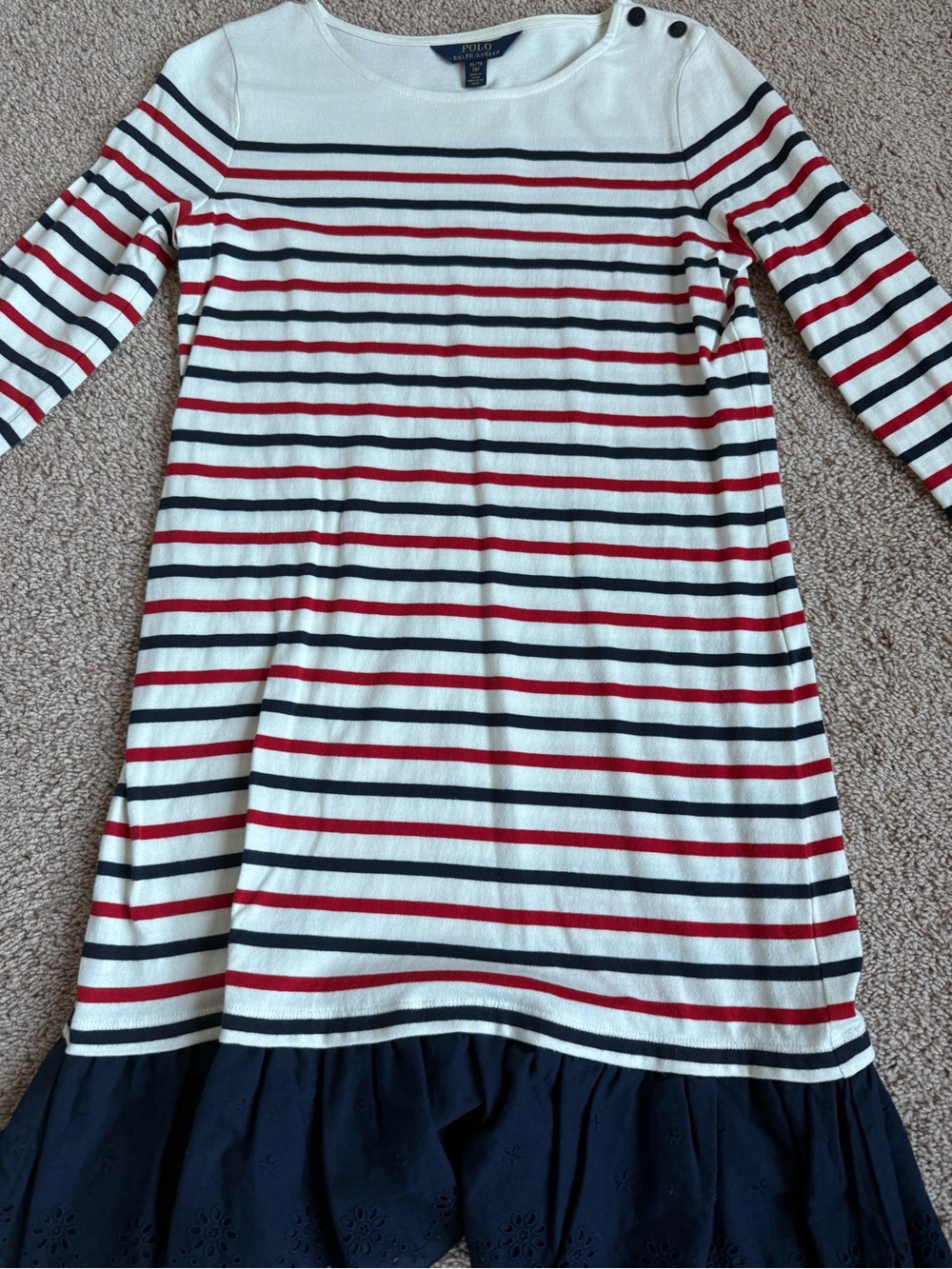 Polo Ralph Lauren Girls Striped Cotton Jersey Dress | Size XL (16)